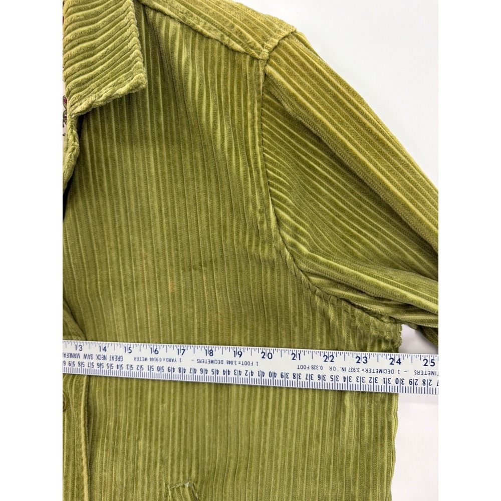 Vtg Moss Green Corduroy Jacket Cotton Paisley Lined XL Granola Girl Retro Indie - Picture 4 of 9